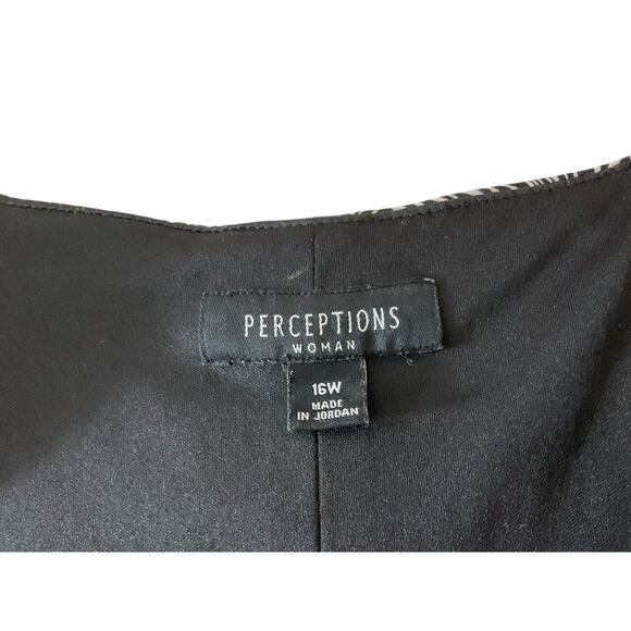 Perceptions Women's 16W Black White Dress Floral Print Scoop Neck Sleeveless - Picture 3 of 15